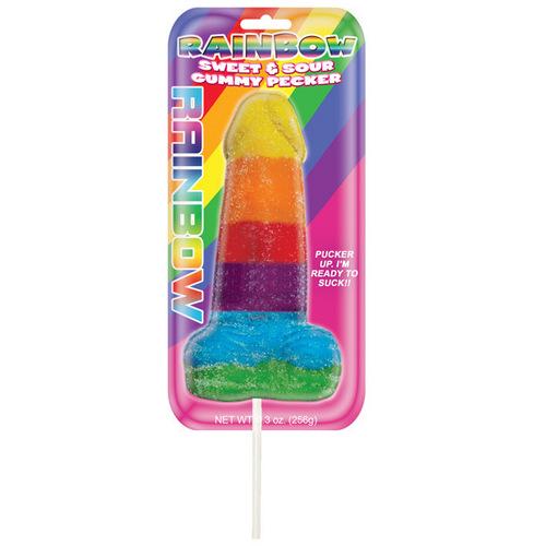 Rainbow Sweet & Sour Jumbo Gummy Cock Pop