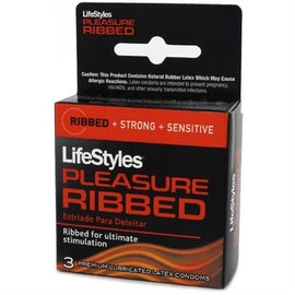 Lifestyles Pleasure Ribbed Lubricated Condoms - 3 Pack
