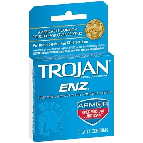 Trojan Enz Armor Spermicidal Lubricated Condoms - 3 Pack