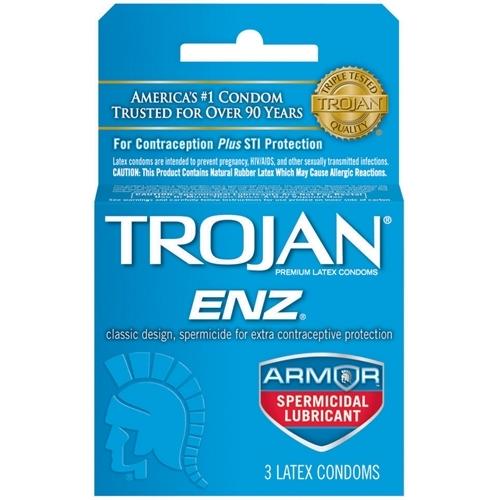 Trojan Enz Armor Spermicidal Lubricated Condoms - 3 Pack