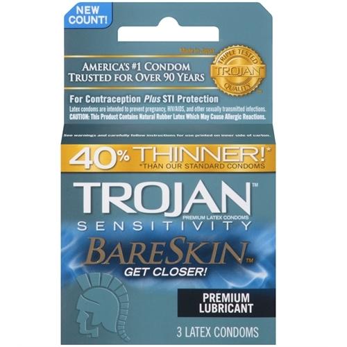 Trojan Sensitivity Bareskin Lubricated Condoms - 3 Pack
