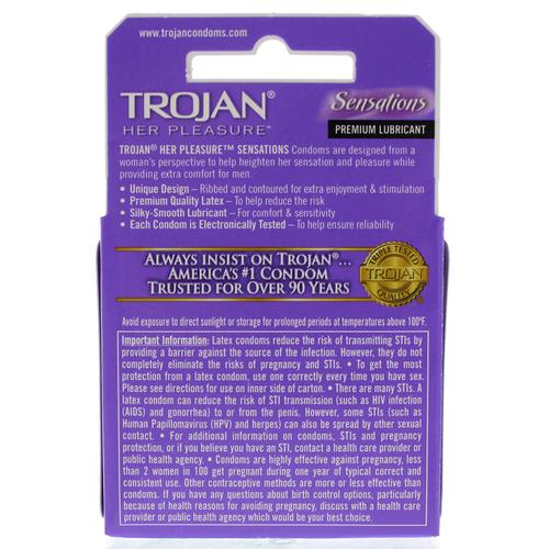 Trojan Her Pleasure Sensations Lubricated Condoms - 3 Pack