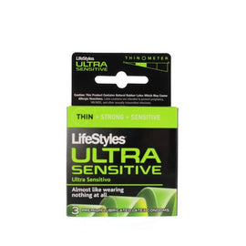 Lifestyles Ultra Sensitive Lubricated Condoms -3 Pack
