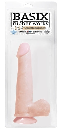 Basix 7.5 Inch Dong With Suction Cup - Flesh